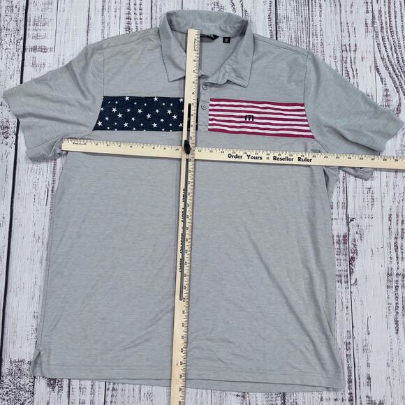 TravisMathew USA Flag Golf Polo Men’s 3XL Gray Stars & Stripes - Picture 4 of 6